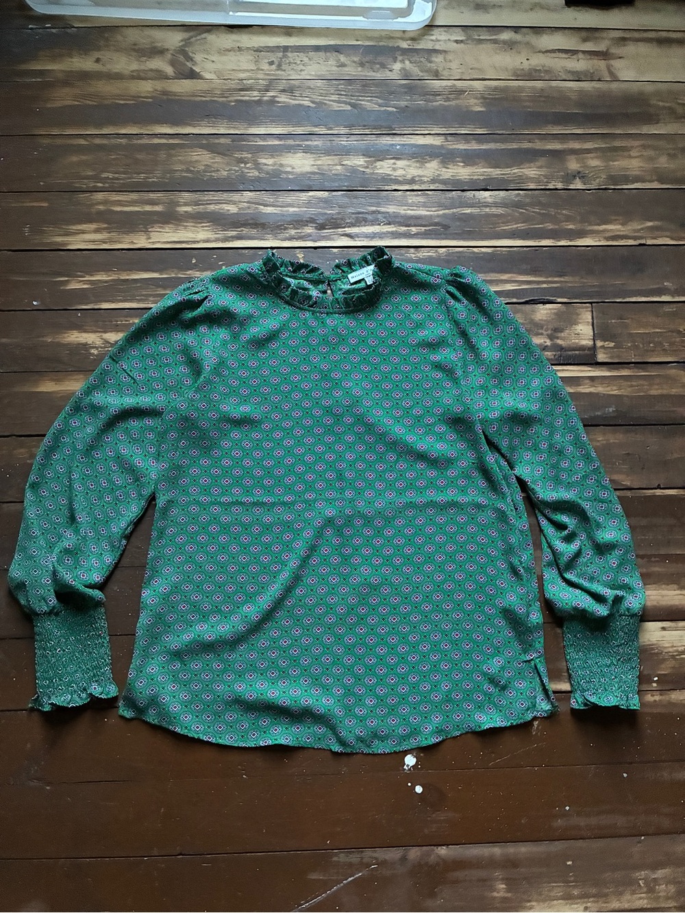 Maison D’Amelie Patterned Green Frilly Blouse